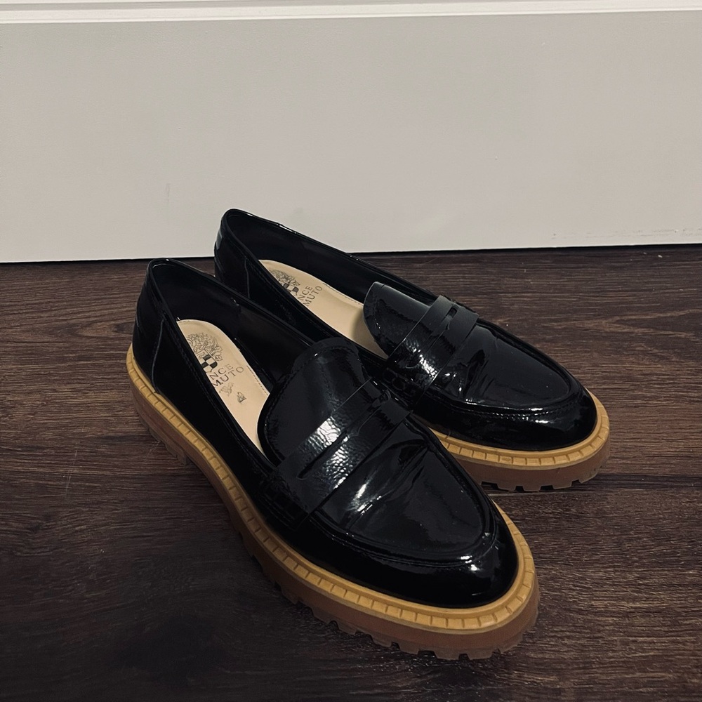 Vince Camuto Patent Leather Loafers, Size 8.5- USED IN GOOD CONDITION